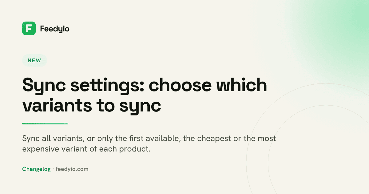 Sync settings: choose which variants to sync