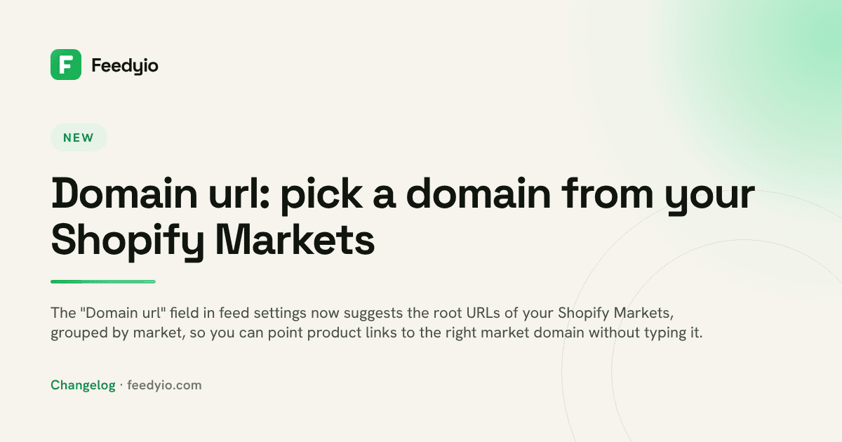 Domain url: pick a domain from your Shopify Markets