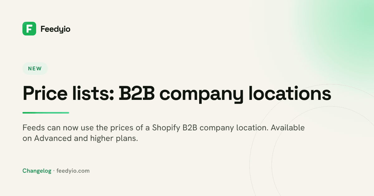 Price lists: B2B company locations